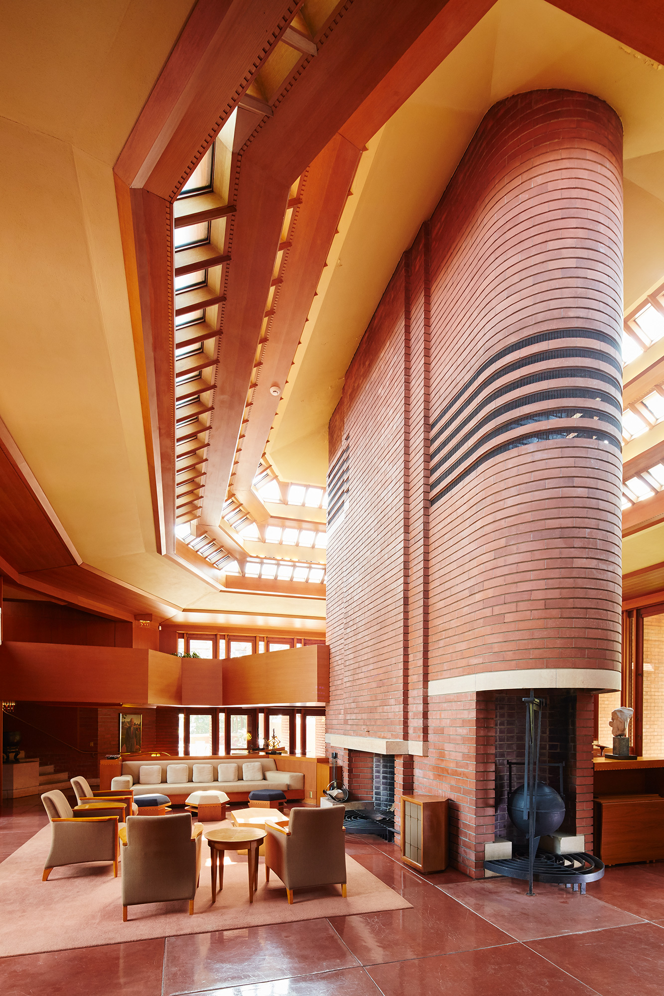 Wingspread Great Hall Inside H.F. Johnson, Jr.’s “Wingspread” home designed by Frank Lloyd Wright