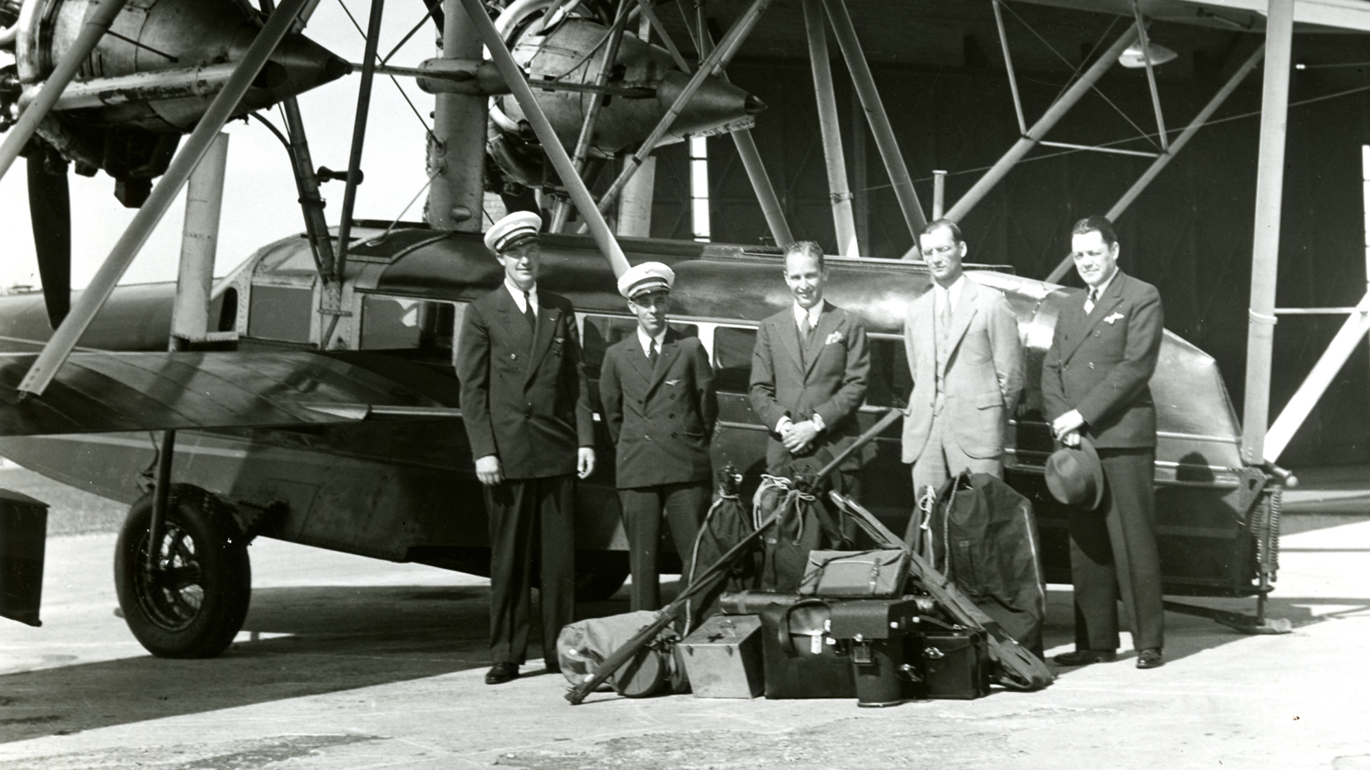 Carnauba Crew HF Johnson Jr and flight crew of the Carnauba Sikorsky S-38 amphibian airplane.
