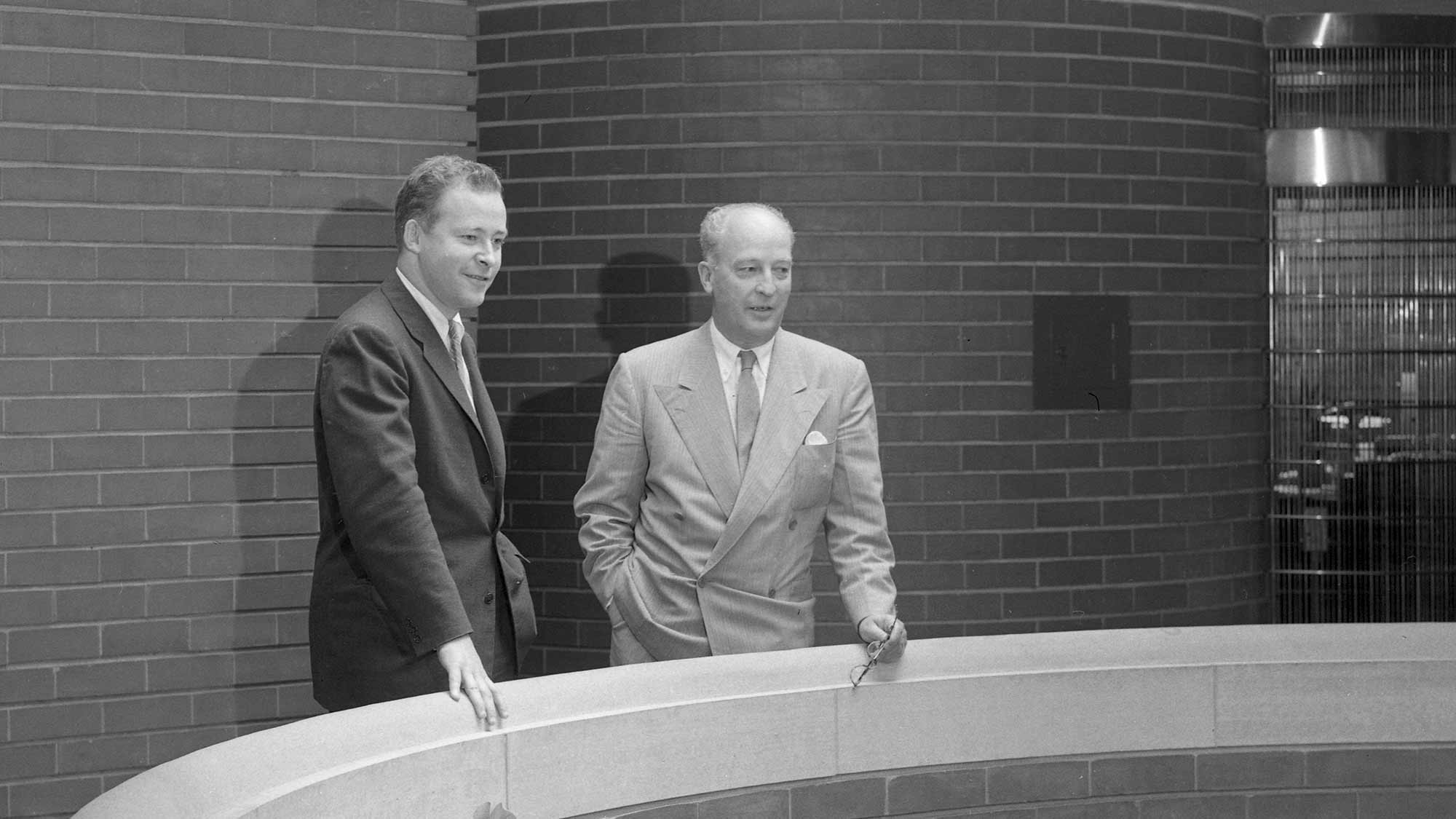 HF and Sam in the Administration Building Herbert F Johnson and Sam Johnson in the Frank Lloyd Wright-designed Administration Building