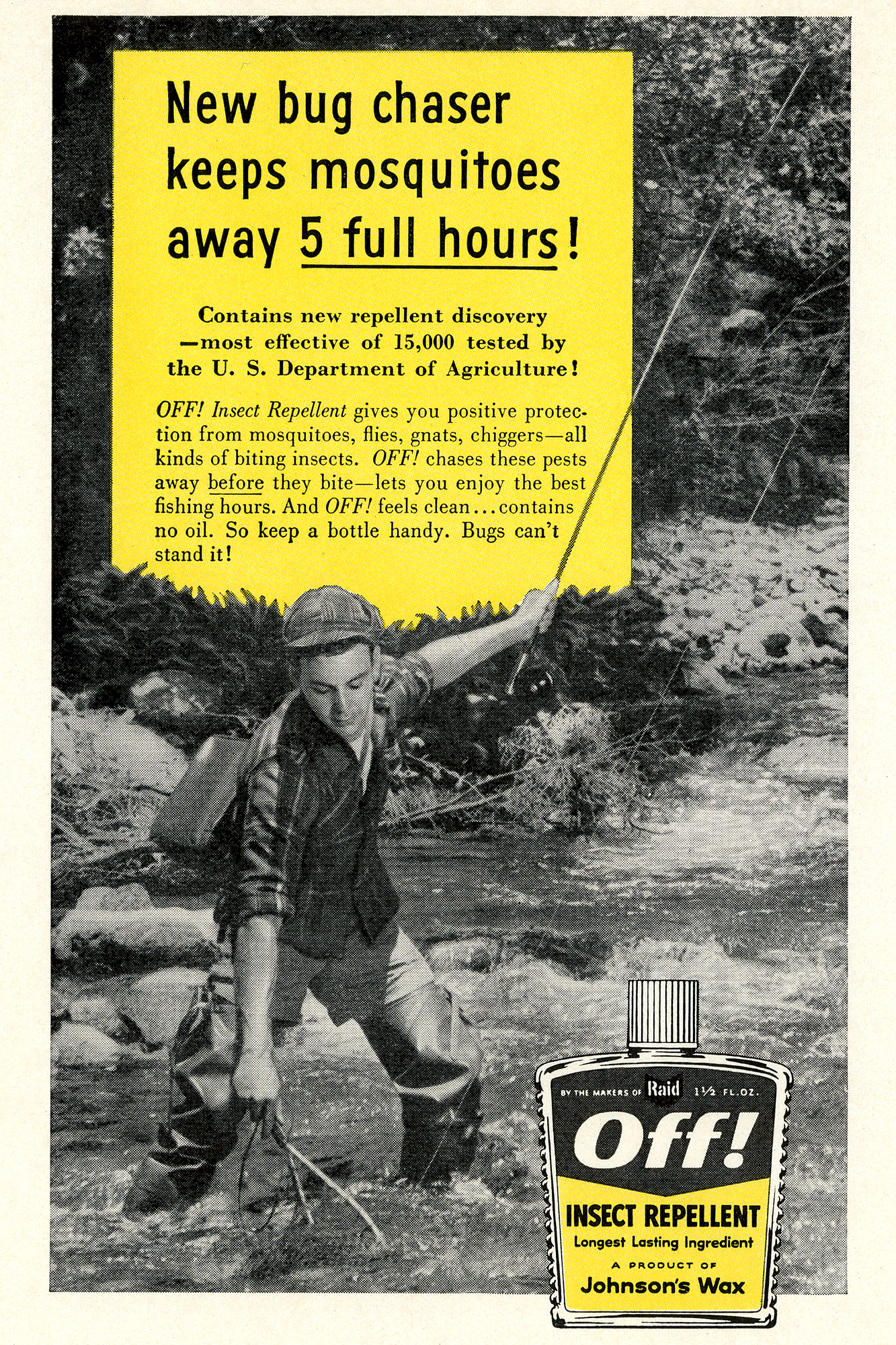 OFF! Ad 1950s Johnson’s Wax 1957 vintage ad for OFF! bug spray